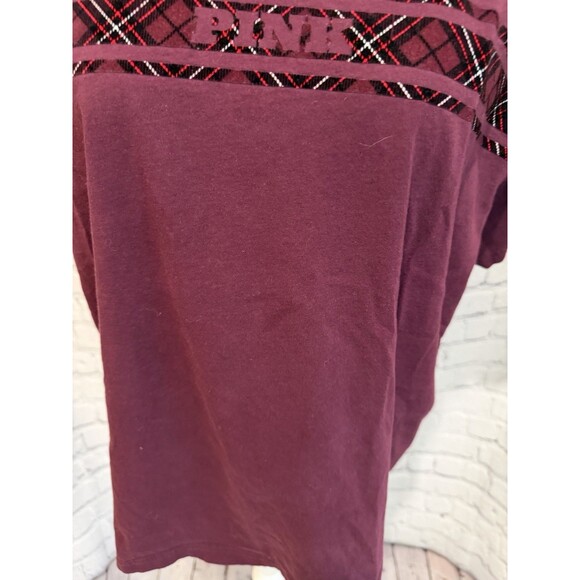 Victoria’s Secret PINK Shirt Short Sleeve Varsity Campus Plaid Top size Medium - Picture 2 of 7